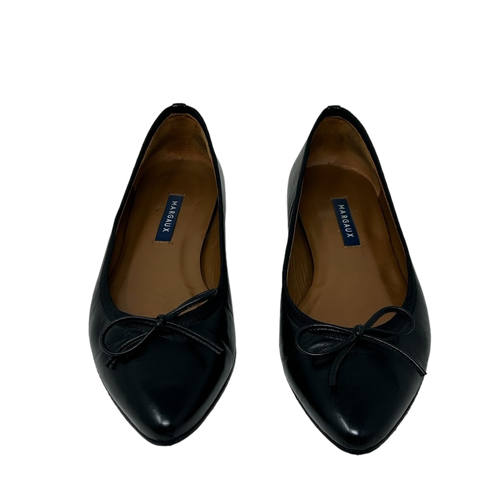 Margaux Black Napa Leather The Point Pointy Toe Ballet Flats